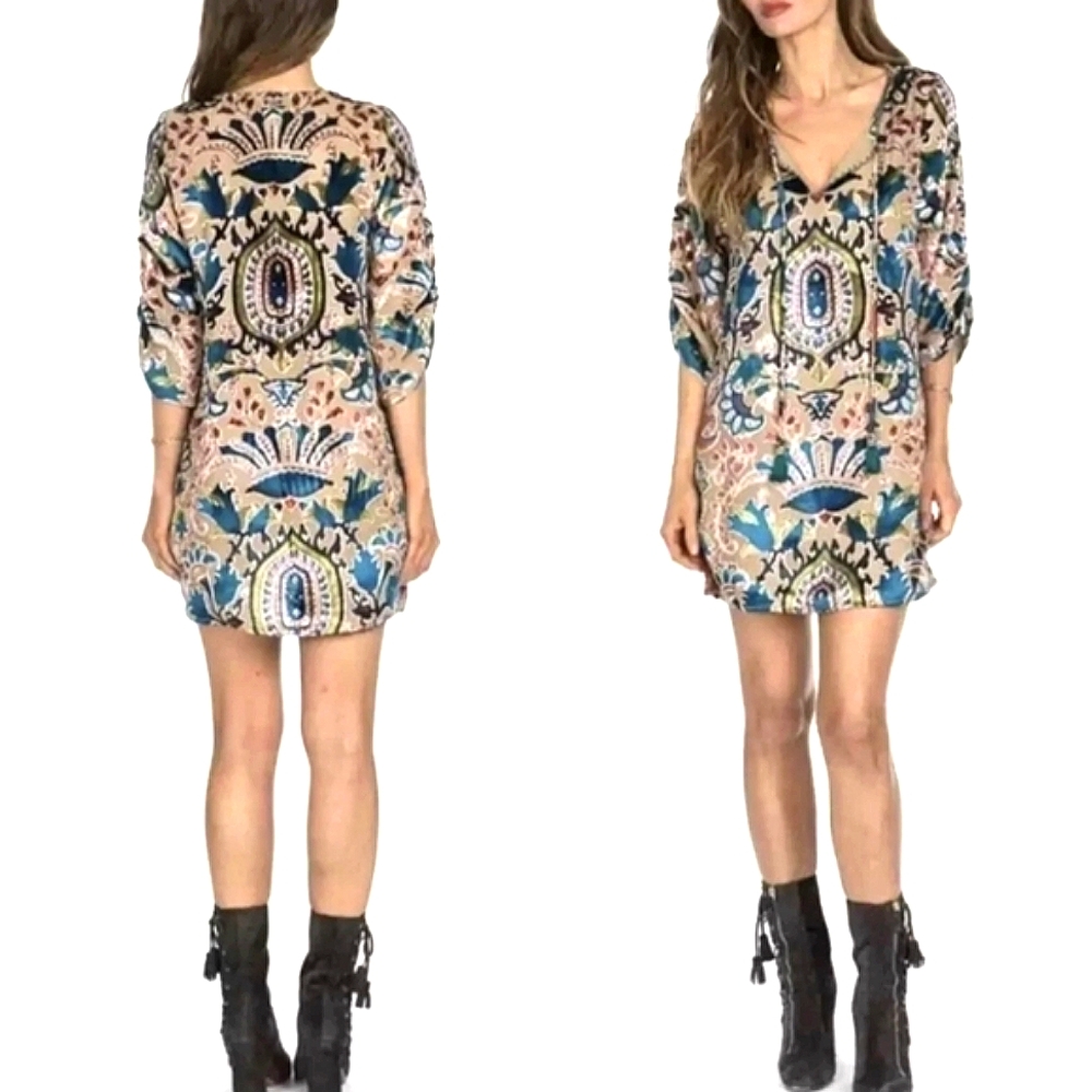 Boho Velvet Lace-Up Tunic Dress - Anthropologie Tolani Stevie Nicks Festival